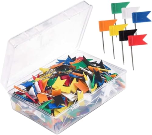 Lot de 100 épingles à épingles, drapeaux de marquage multicolores pour tableau d'affichage, bulletin et cartes