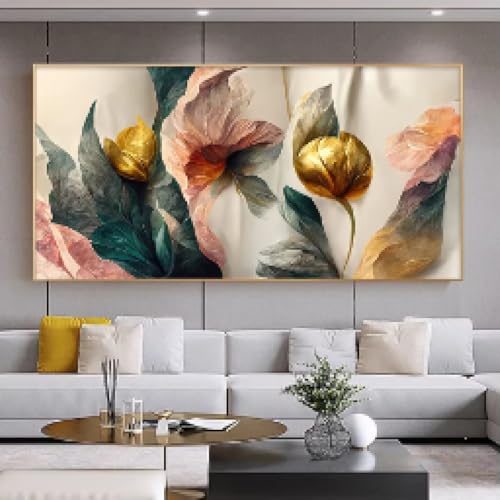 Affiches vintage à fleurs vertes et roses KEMEIQI pour décoration intérieure maison