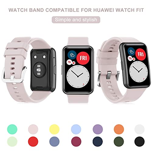 Wownadu Straps Compatible for HUAWEI WATCH FIT Strap Replacement for Women Men Silicone Sports WristBand Sakura Pink Smart Watch Accessories,(No Watch) - Image 4