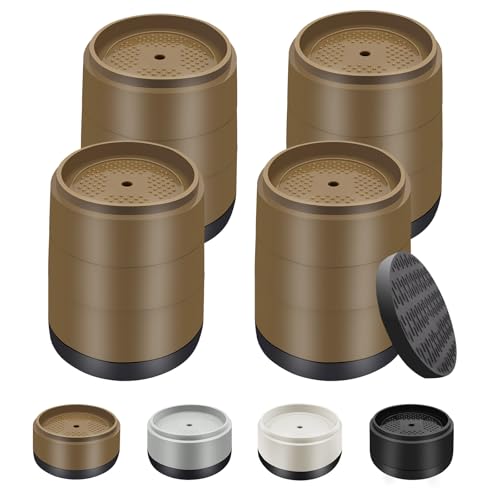 Furniture Risers Bed Risers Heavy Duty 1 inch, 2 inch, 3 inch, 4 inch Round Adjustable Bed Lifts Riser for Desk Legs Table Couch Sofa Chair Refrigerator Washing Machine (1+1+1 Inch, Brown, 4 Pack)