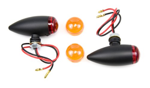 Raider 31-7700 Smooth Housing Motorcycle Bullet Light Set-Black