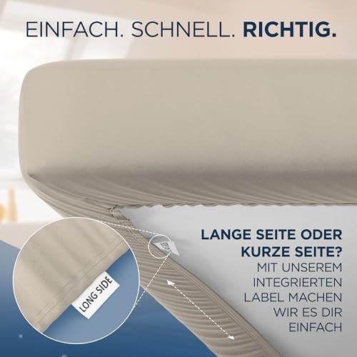 Samthus Jersey Spannbettlaken 180x200cm Oeko-Tex Made In Green - Beige – Ansicht 5