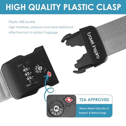 Image of Travel Inspira Luggage Straps for Suitcases with TSA Lock, Protect Your Luggage Anti-Burst, High Visibility Color, Easy to Identify Luggage Adjustable Heavy Duty Belt for 20-32 Inch Suitcases
