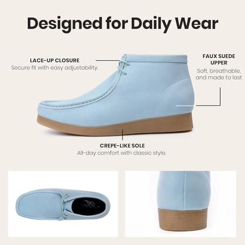 Image of Amali Casual Chukka Boots for Men, High-Top, Lace Up Suede Men's Shoes, Desert Boots with Crepe Rubber Sole