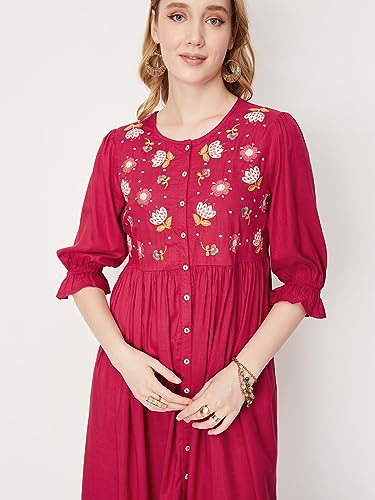 Image of Max Women A-Line Embroidered Midi Dress