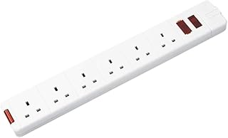 Masterplug SWFG6W-MP Six Socket Power Surge Trailing Socket with Power Switch, without Plug and Cable, 13 Amp, White