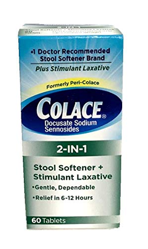 Colace 2-in-1 Stool Softener + Stimulant Laxative, 60 Tablets (Pack of 5)