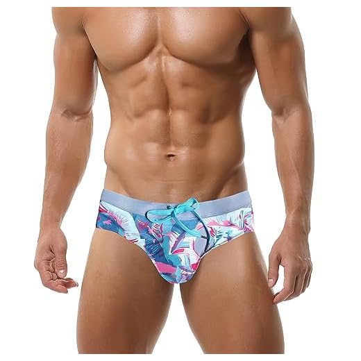 Panegy Sunga masculina sexy de natação, short elástico, Impressões digitais, XX-Large