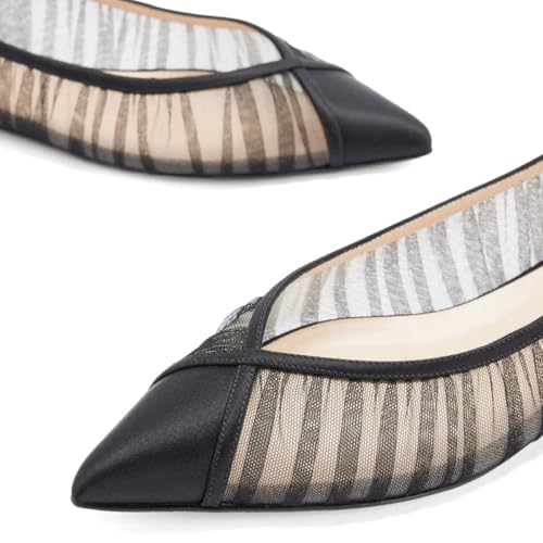 XYD Women Pointed Toe Gauze Mesh Ballerina Flats Comfort Slip on Low Heel Wedding Daily Work Shoes2