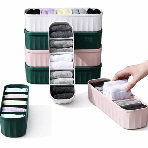 Image of Drawer Organizer Set of 8 - Plastic Innerwear & Undergarment Storage Boxes for Socks, Bras, Ties & Small Clothes - Closet & Wardrobe Drawer Divider Organizer