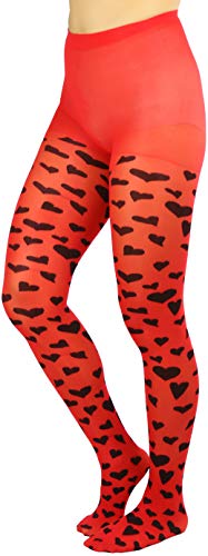 Image of ToBeInStyle Women's Valentine Day Themed Opaque Sheer Pantyhose w /Heart Love