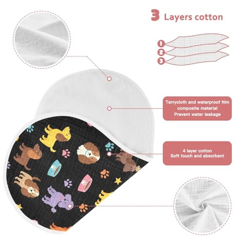 J JOYSAY Dog Poodle Cocker Spaniel Black Baby Burp Cloths for Boys Girls Large 22''x11'' Cotton 4 Layer Newborn Must-Have Essential for Girl Babies one sizex13