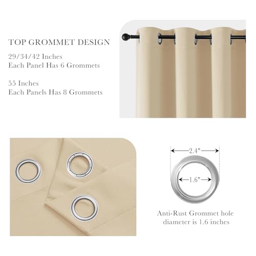 Image of PONY DANCE RV Curtains 24 inch Length, Short Drapes for Bathroom Kitchen, Privacy Mini Camper Curtains for Kids Nursery Bunk Small Windows(2 Panels, W 29 x L 24 inches, Biscotti Beige)