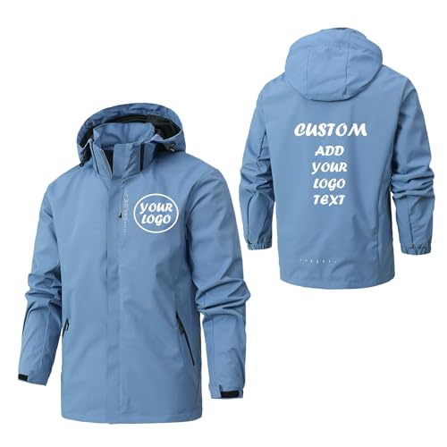 Personalised Rain Jacket for Men Outdoor Waterproof Hooded Windbreaker Lightweight Raincoat for Travelling Camping Hiking
