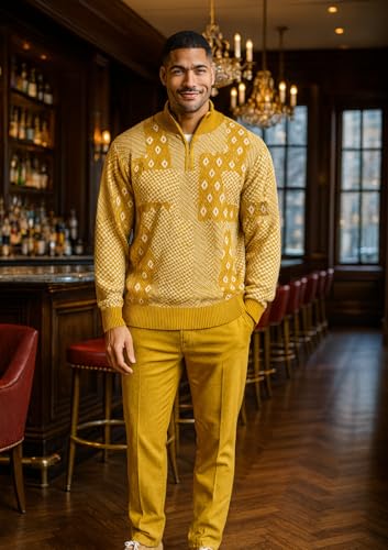 STACY ADAMS Men’s Sweater Jacquard Flourish Tonal Design3