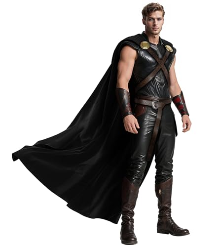 keland Capa medieval Thor, disfraz para hombre y mujer, Halloween, color negro
