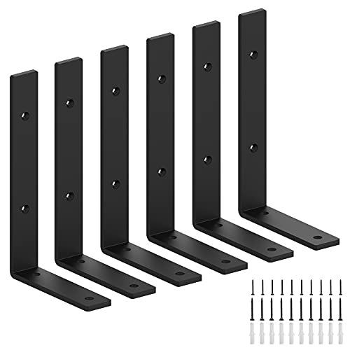 Fixations étagère en acier forgé premium 25,4 cm | Équerres murales robustes J/L