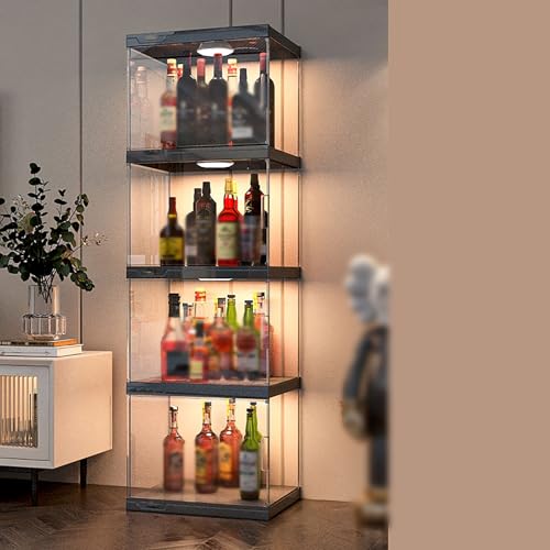 Moderno armadietto per vino scaffale LED armadietto per liquori trasparente espositore per vino scaffale multifunzionale armadio di stoccaggio grande capacità per casa bar sala da pranzo cucina