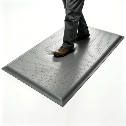 Image of 2 x 3 FT Anti Fatigue Mats Industrial 1 Inch Thick Soft Sponge Ergonomic Mat Durable Heavy Duty Diamond Plate for Standing Non Slip Industrial Grade Floor Mat for Leg & Back Pain (Gray)