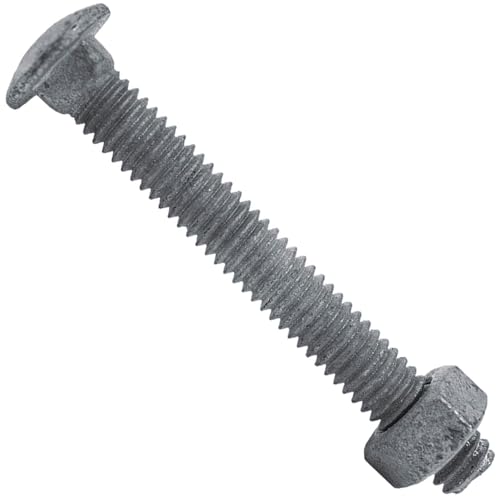 Image of Carriage Bolts 5 /16 x 2-1 /2 inch: w /Nuts Galvanized Carriage Bolt ~ Coarse Thread - Chain Link Fence Carriage Qty 25 Bolts w /Nuts