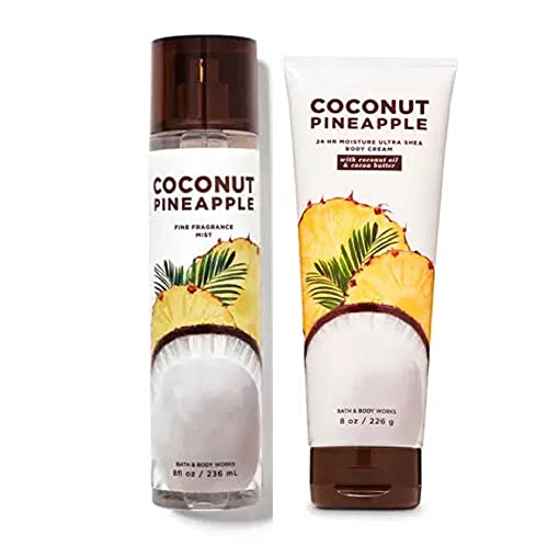 Bath and Body Works Coconut Pineapple Body Cream Fine Fragrance Mist Set