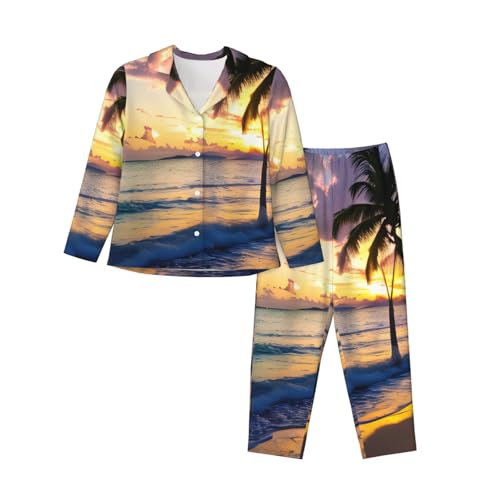 Pyjama jamaïcain femme ensemble manches longues vêtements nuit confort