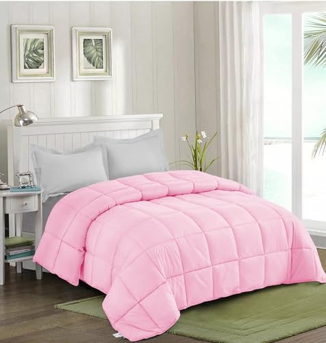 Image of Quilt for All Season 150 GSM Comforter Duvet /Ac Blanket Double Bed Soft Microfiber Lightweight (90'' X 100'' Inches) - Double Bed Comforter - Baby Pink Color