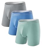 Separatec Mens Underwear with Pouch Premium Soft Micro Modal Boxer Briefs Comfortable Dual Pouch Underwear for Men 3 Pack(M,Sky Blue/Gray/Pale Green)