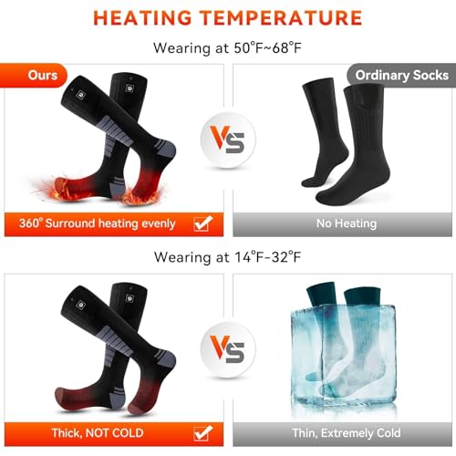 Heated Socks for Men and Women with APP Control - 9V 3000mAh Battery for Hunting, Fishing, and Camping
