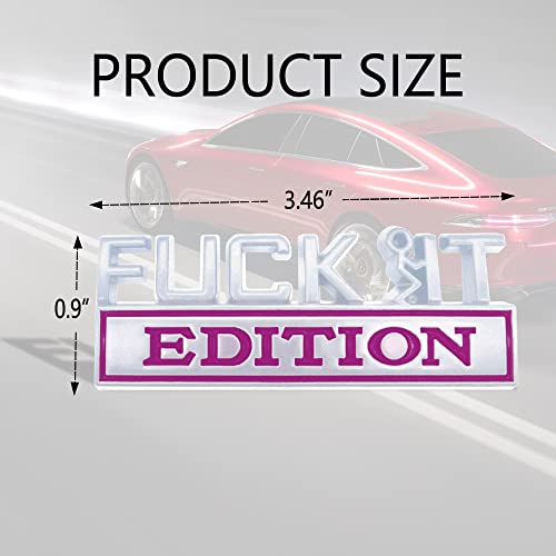 Image of Fuck IT Edition Emblem, Car Exterior Emblems Badge 3D Sticker Decal, Fuck-IT Edition Emblem 3D Fender Badge Decal, 3D Fender Badge Decal Car Truck Replacement, Fit for All Cars (Sliver Purple)