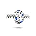 Royal Blue Wave Cubic Zirconia Bead Simulated Sapphire CZ Charm .925 Sterling Silver For European Bracelet For Women