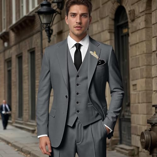 Mens 3 Piece Suits Slim Fit Peak Lapel Two Button Blazer Jacket Vest Pants Set Wedding Business Prom Dinner Suit2