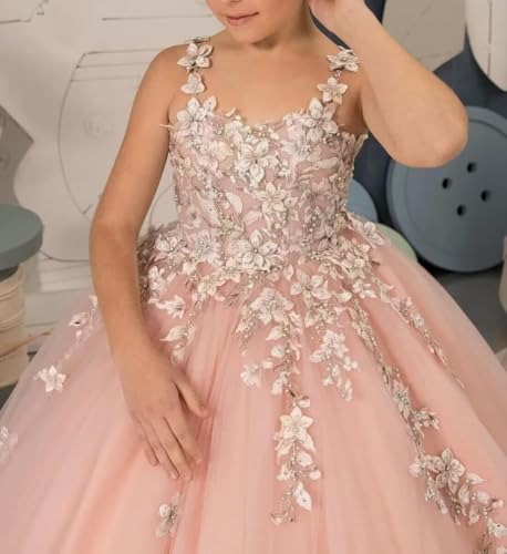 Tulle Flower Girl Dresses Princess Pageant Dress Laces Applique Girls First Communion Gown4