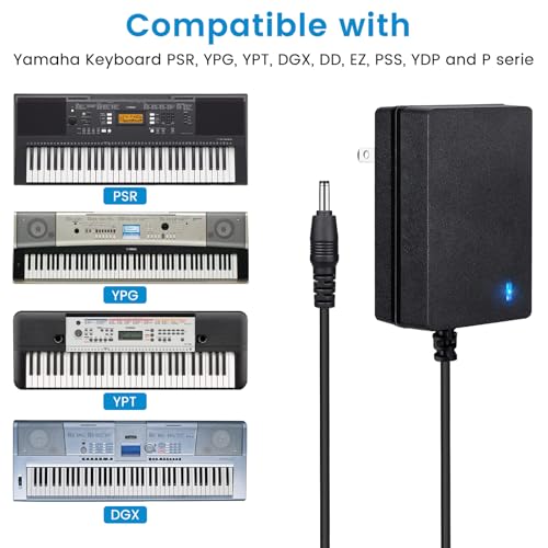 image for YEAOI 10 ft Power Cord for Yamaha Keyboard PSR, YPG, YPT, DGX, DD Digi