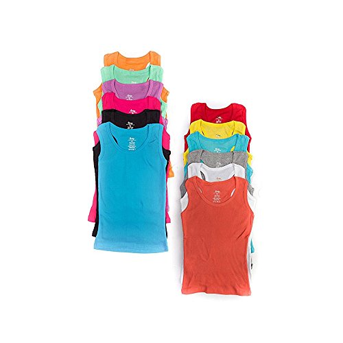 Grip Collections 12 Pieces Pack Women's Ribbed 100% Cotton Tank Tops-Assorted Color (X-Large)