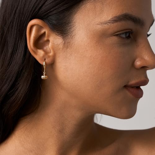 Gold Dangle Drop Huggie Hoop Pendant Earrings with Dainty Small Charms for Women2