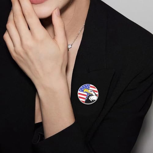 Image of Rhinestone Brooch Pins for Women, Vintage Crystal Enamel Brooches, American Flag Pin Patriotic Lapel Pins Gift for Suit Clothes Bag Accessories