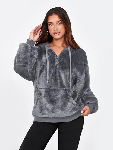 NIeyook Sherpa Fleece Hoodies for Women Fuzzy Oversized Zip up Hoodie with Pockets Casual Pullover Hooded Sweatshirt2