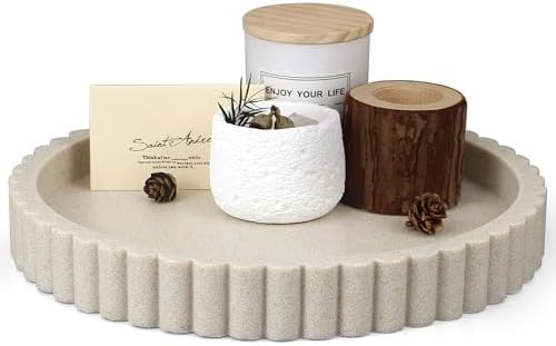 Decorative Coffee Table Tray, 11" Round Resin Coffee Table Center...