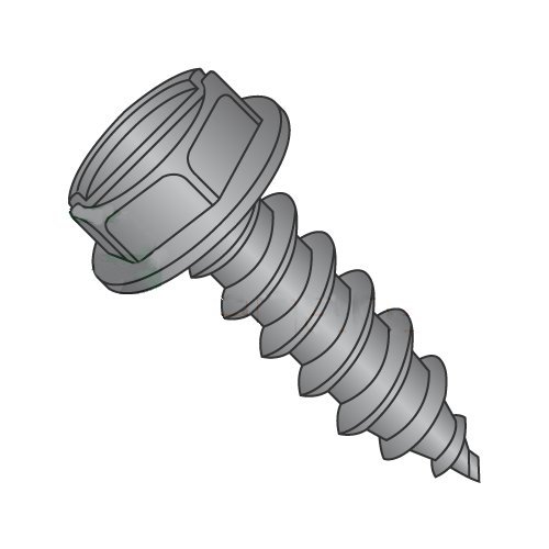#14 x 3/4" Type AB Self-Tapping Screws/Slotted/Hex Washer Head/Steel/Black Zinc (Carton: 3,000 pcs)