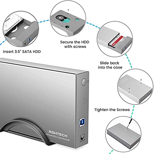 Gabinete externo para disco duro SATA 3.5 pulgadas aluminio miniatura 5