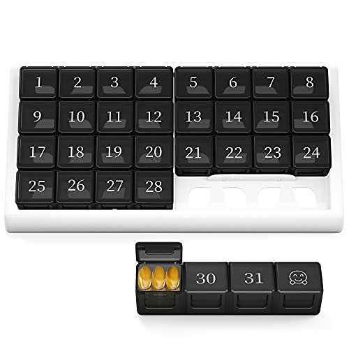 Monthly Pill Organizer 31 Days Daily, Annwer Full Month Pill Box Once a Day, One Month Pill Cases with 32 Large Compartments for Pills Vitamin Fish Oil Supplements Monthly Pill Organizer 31 Days Daily, Annwer Full Month Pill Box Once a Day, One Month Pill Cases with 32 Large Compartments for Pills Vitamin Fish Oil Supplements