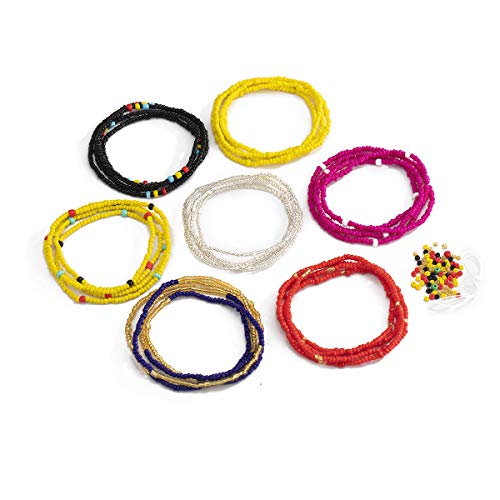 7 Pcs African Waist Beads for Women Plus Size 31-49Inch Adjustable Beaded Body Chain Belly Stomach Beads (43-49in)