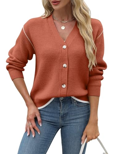 Image of Allimy Womens Slouchy Contrast Tipping Imitation Cashmere Short Cardigan Sweaters for Women Fall Fashion 2025 Trendy Coats