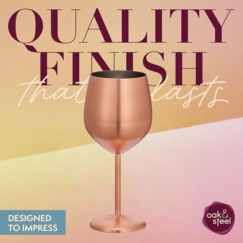 Oak & Steel - 4 Copper Rose Gold Wine Glasses