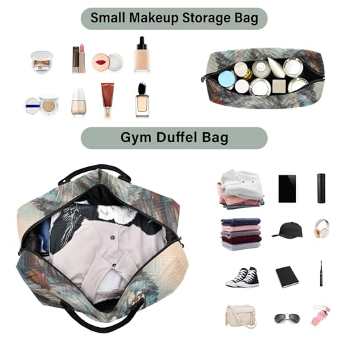 Large Travel Duffel Bag, Wolf Head Closeup Sports Tote Gym Bag, Shoulder Weekender Overnight Bag for Women Men, Carry On Luggage with Toiletry Bags4