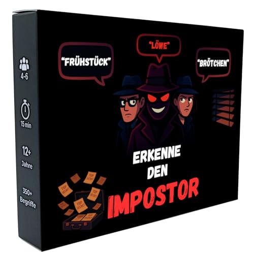 SpielePhoria Imposter Erkenne den Impostor Lustiges Party-Wortspiel zum Hochstapler enttarnen | Kartenspiel mit 18 Runden & 350+ Begriffen | Perfekt für Spielabende Freunde Familie & Erwachsene