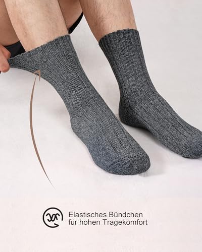 SukModen 4 Paar Alpaka Socken Herren Damen, Warme Wollsocken, Flauschige Thermosocken, Dicke Strick Wintersocken Schwarz L