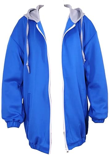 Nsoking Anime Mens Blue Cosplay Costume Mens Jacket Halloween Outfit Polyester Hoodie Coat (Blue Large)