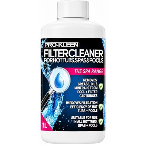 1L of Pro-Kleen Hot Tub Pool & Spa Filter Cartridge Cleaner - Improves Efficiency of Filter - Suitable for all Hot Tubs Pools & Spas - Deeply Cleans and Removes Oils Grease and Minerals